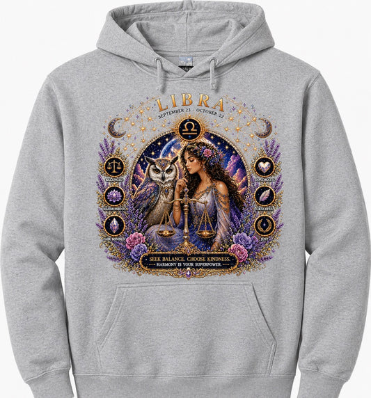 LIBRA CELESTIAL WOMAN AND OWL-HOODIE