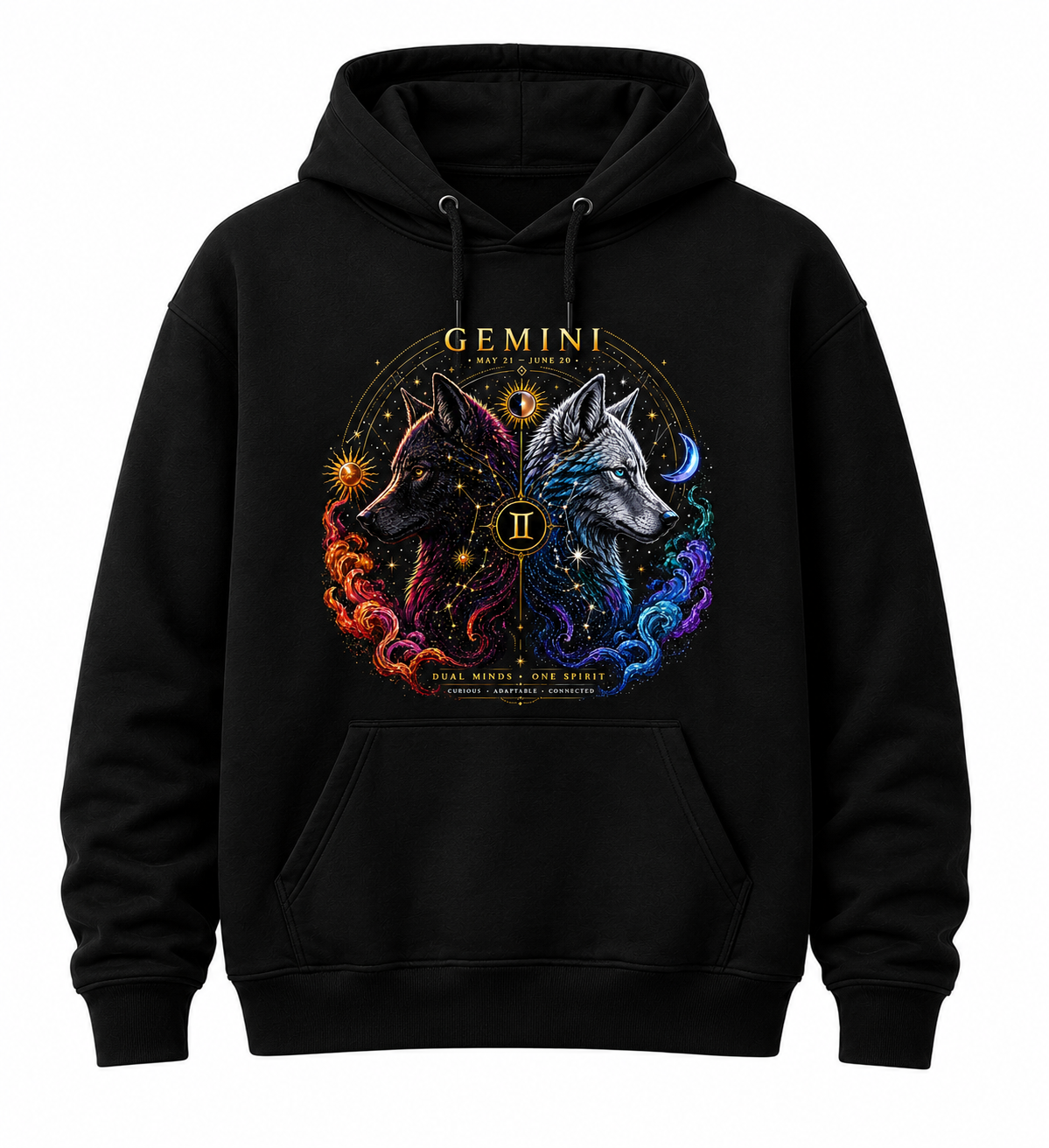 GEMINI WITH 2 WOLVES-HOODIE