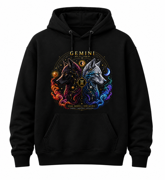 GEMINI WITH 2 WOLVES-HOODIE