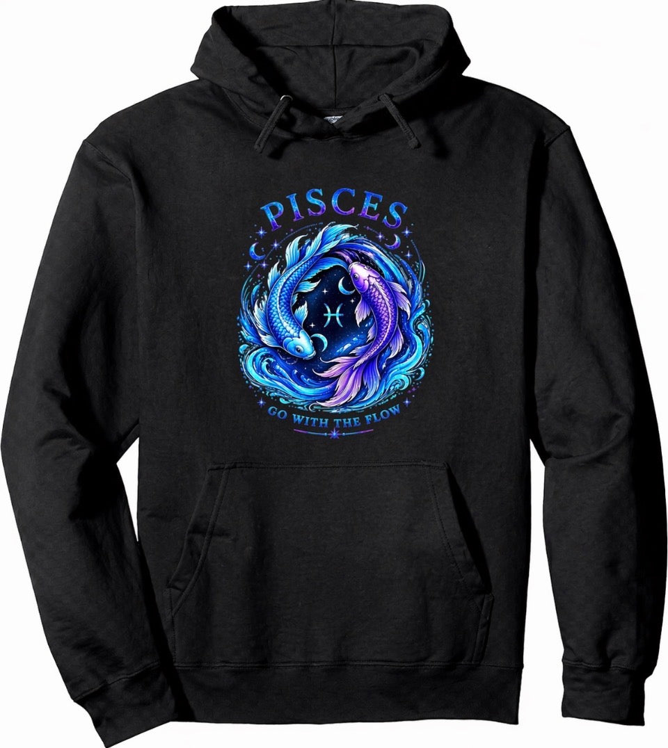 PISCES GRAPHIC GO WITH THE FLOW-HOODIE