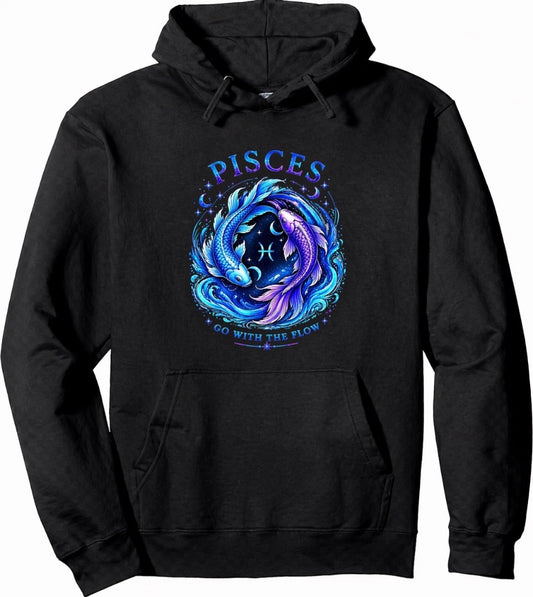 PISCES GRAPHIC GO WITH THE FLOW-HOODIE