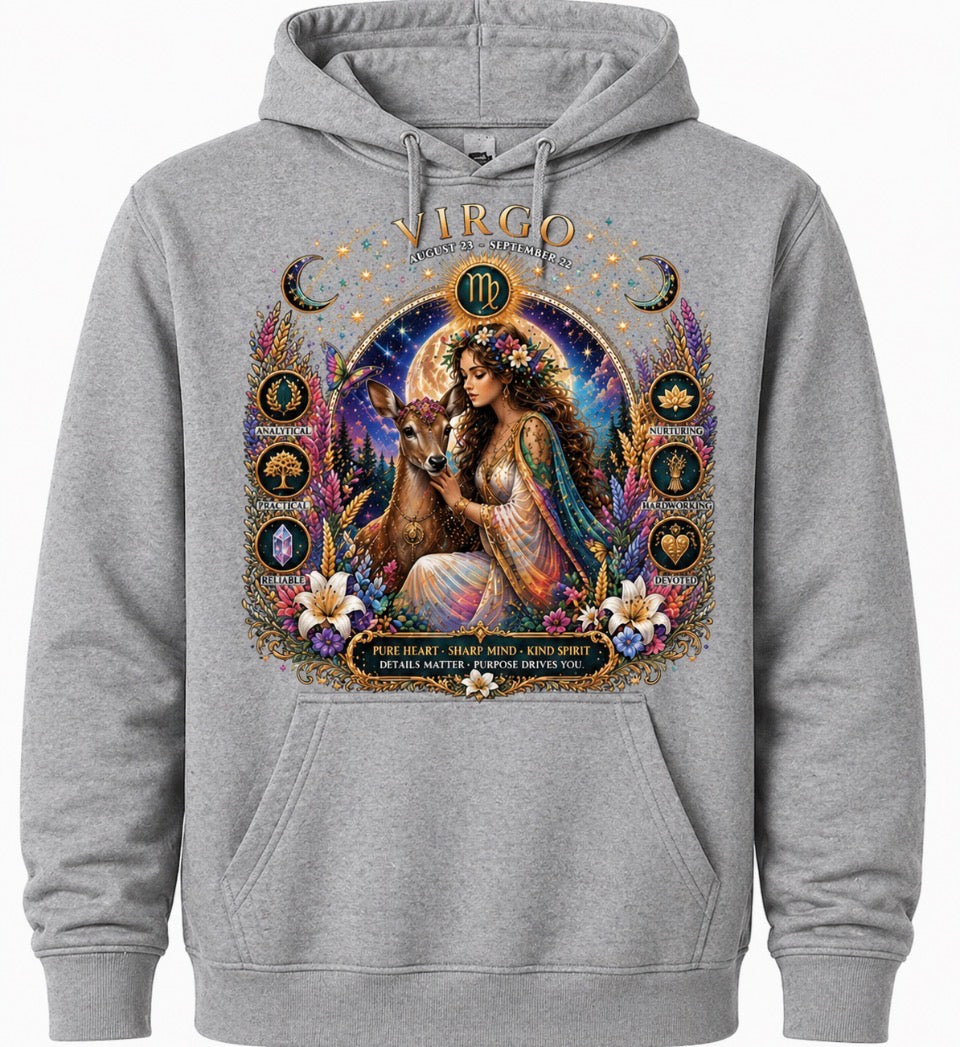 VIRGO CELESTIAL WOMAN AND DEER-HOODIE